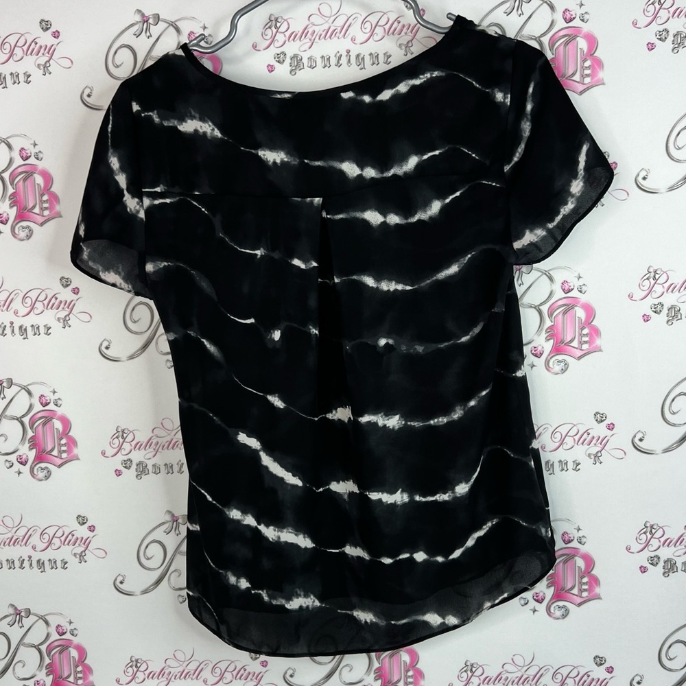 INC International Concepts tshirt tee tie dye Black and White Short Sleeve Top - Picture 2 of 7